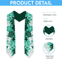 Green Hibiscus Plumeria Floral Graduation Stole