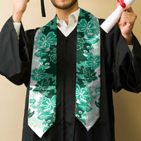 Green Hibiscus Plumeria Floral Graduation Stole