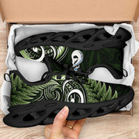 Green New Zealand Clunky Sneakers Aotearoa Silver Fern With Manaia Maori Unique