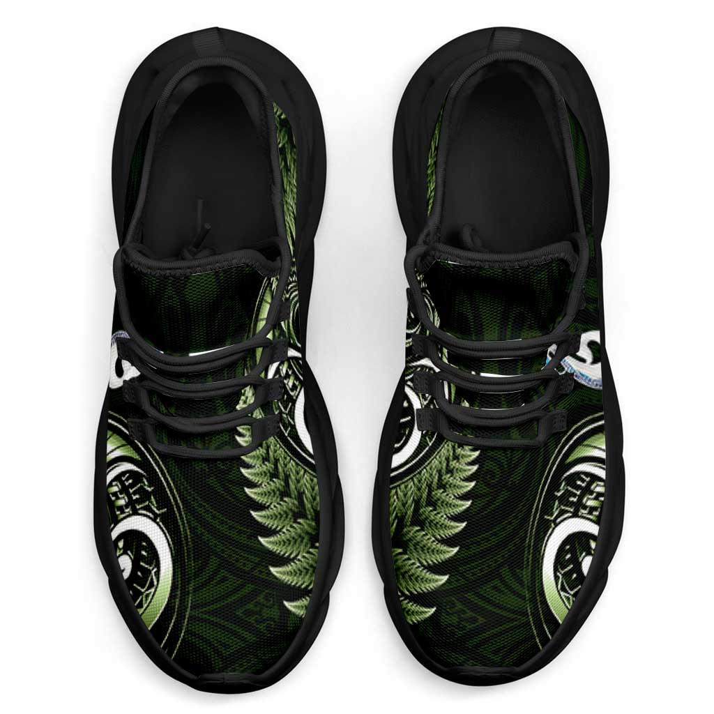Green New Zealand Clunky Sneakers Aotearoa Silver Fern With Manaia Maori Unique
