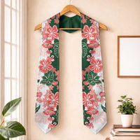 Green Orange Hibiscus Plumeria Floral Graduation Stole