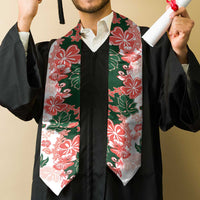 Green Orange Hibiscus Plumeria Floral Graduation Stole