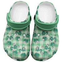 Green Palaka Hawaii Clogs Shoes Hawaiian Lehua Blossoms