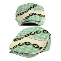 Green Palaka Hawaii Jeff Hat Kukui Nut Pikake Lei Hawaiian Tapa Pattern - Polynesian Pride