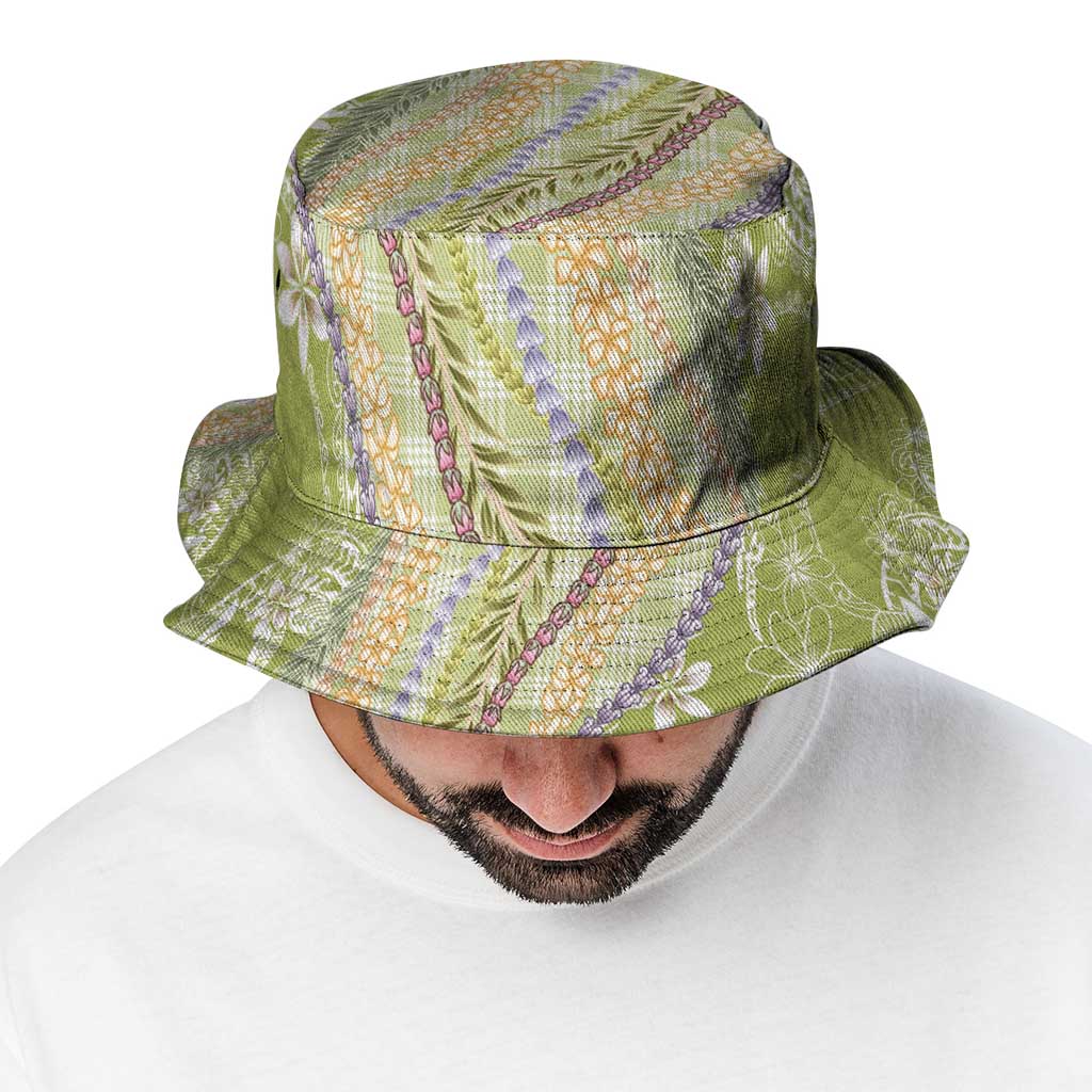 Green Palaka Hawaii Leis Bucket Hat Hawaiian-plaid Elegant Tropical Vibes LT14 - Polynesian Pride