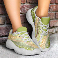 Green Palaka Hawaii Leis Chunky Sneakers Hawaiian-plaid Elegant Tropical Vibes