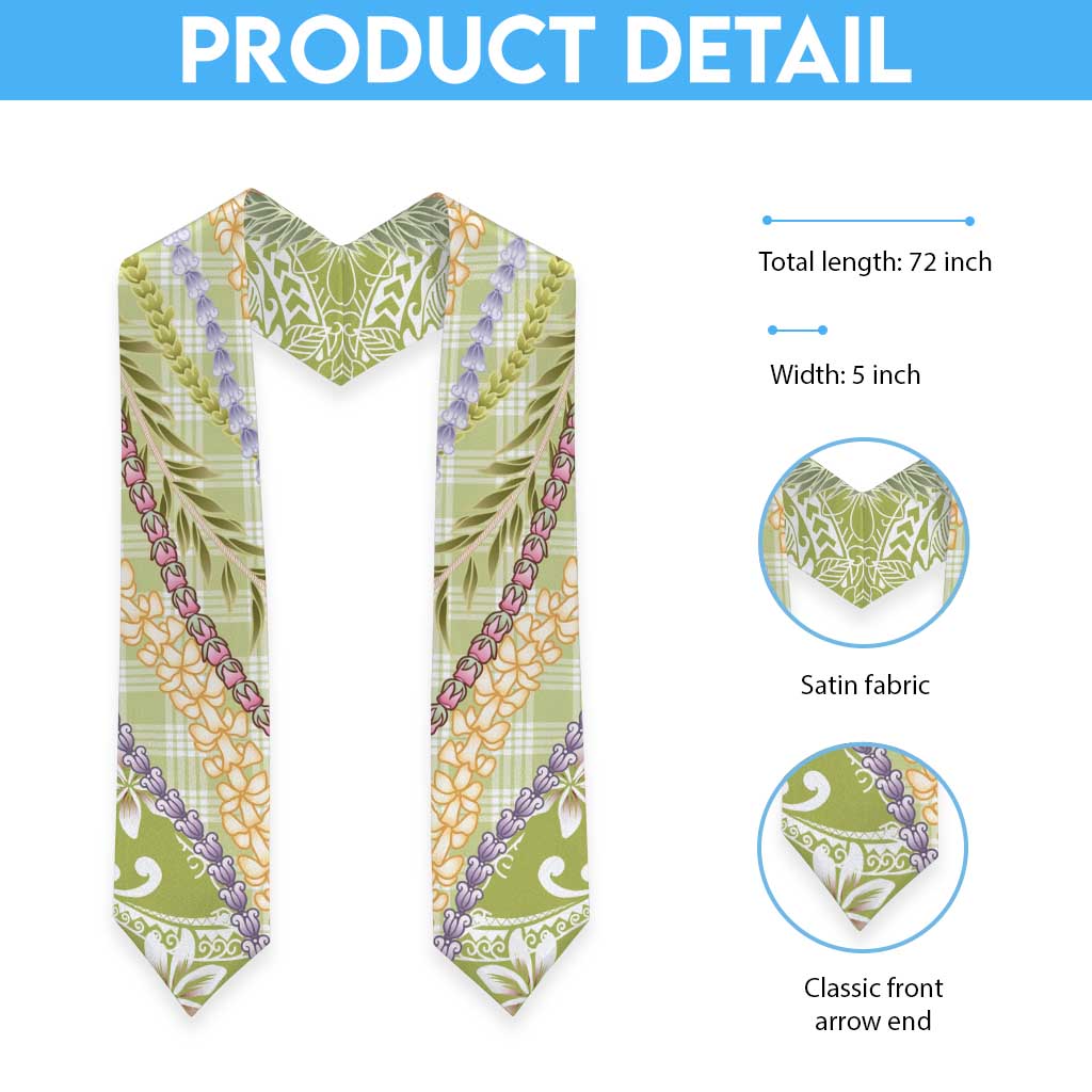 Green Palaka Hawaii Leis Graduation Stole Hawaiian-plaid Elegant Tropical Vibes LT14 - Polynesian Pride