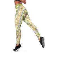 Green Palaka Hawaii Leis Leggings Hawaiian-plaid Elegant Tropical Vibes LT14 Green - Polynesian Pride