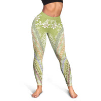Green Palaka Hawaii Leis Leggings Hawaiian-plaid Elegant Tropical Vibes LT14 - Polynesian Pride