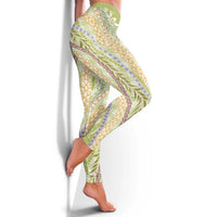 Green Palaka Hawaii Leis Leggings Hawaiian-plaid Elegant Tropical Vibes LT14 - Polynesian Pride