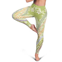 Green Palaka Hawaii Leis Leggings Hawaiian-plaid Elegant Tropical Vibes LT14 - Polynesian Pride