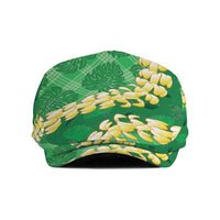 Green Palaka Hawaii Mele Kalikimaka Jeff Hat Ohia Lehua Monstera Puakenikeni Lei - Polynesian Pride