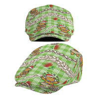 Green Palaka Hawaii Mele Kalikimaka Jeff Hat Ohia Lehua Shell Leis Funny Gingerbread Santa - Polynesian Pride