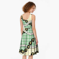 Green Palaka Hawaii Midi Dress Kukui Nut Pikake Lei Hawaiian Tapa Pattern - Polynesian Pride