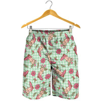 Green Paniolo Palaka Hawaiian Cowgirl Christmas Shorts for Men - Polynesian Pride