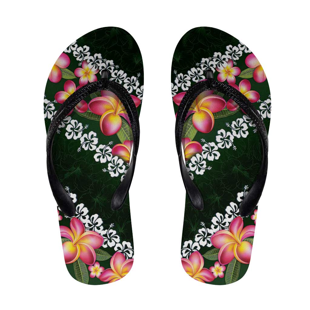Green Polynesia Flip Flops Plumeria Hibiscus Tropical Vibes - Polynesian Pride