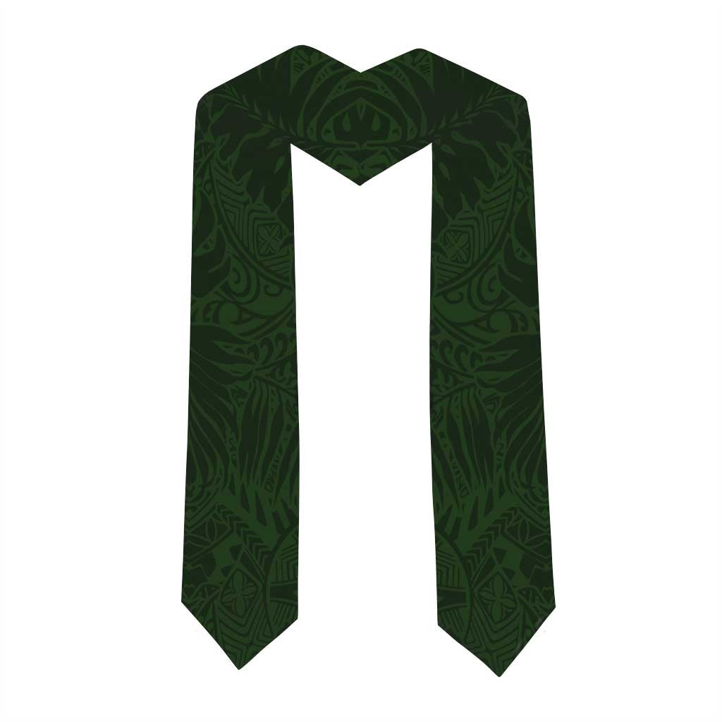 Green Polynesia Graduation Stole Plumeria Tropical Leaves With Galaxy Polynesian Art