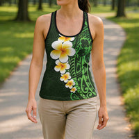 Green Polynesia Hollow Tank Top Plumeria Tropical Leaves Galaxy Polynesian Art - Polynesian Pride