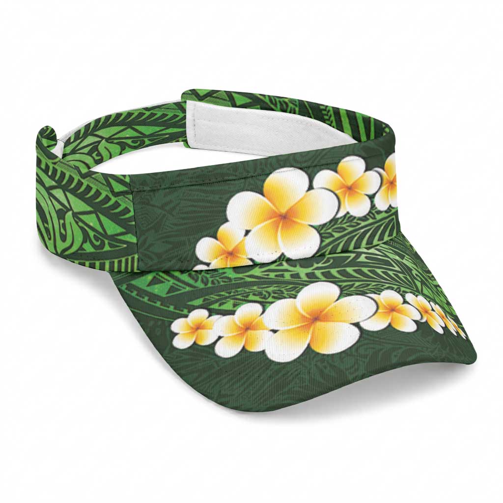 Green Polynesia Sun Visor Cap Plumeria Tropical Leaves With Galaxy Polynesian Art