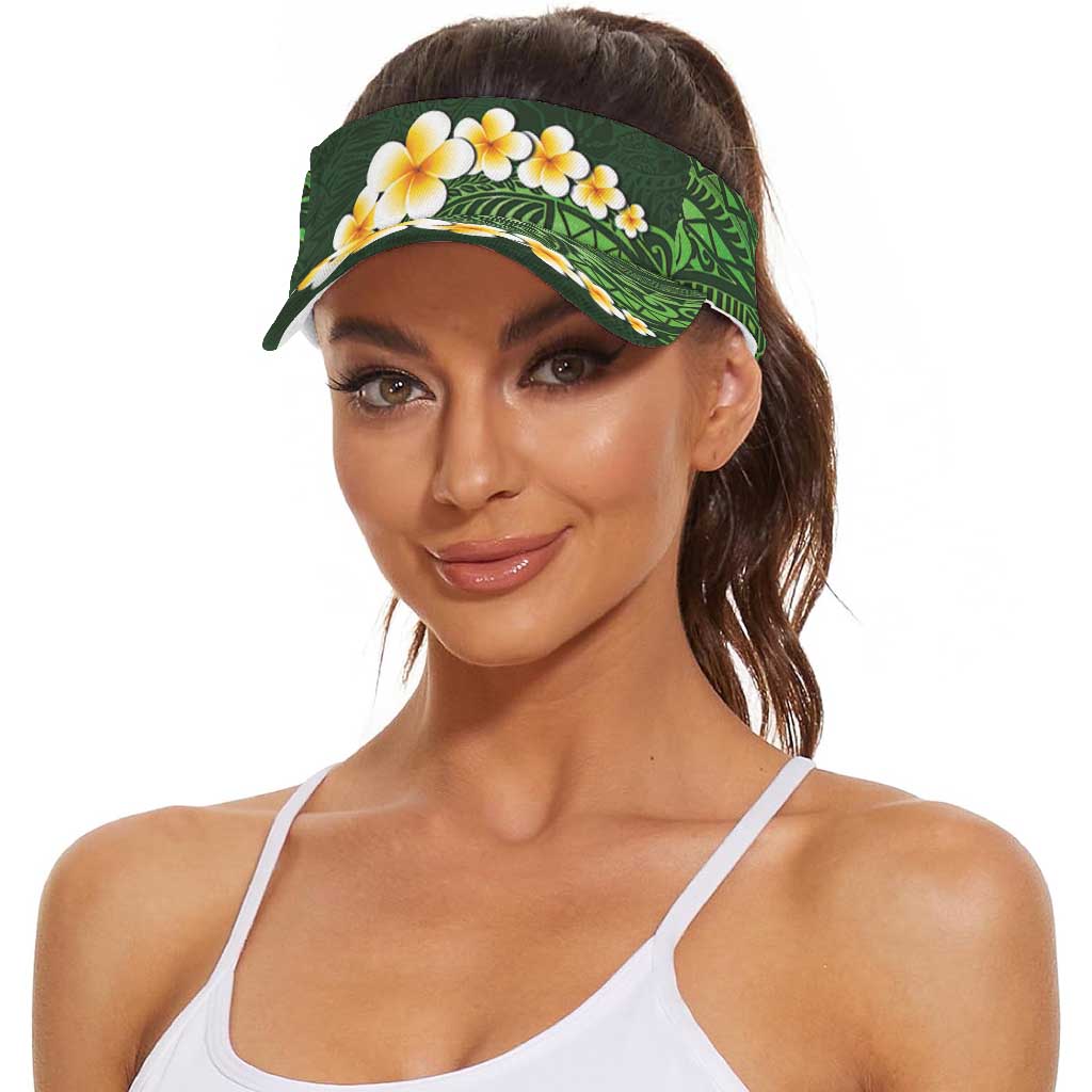 Green Polynesia Sun Visor Cap Plumeria Tropical Leaves With Galaxy Polynesian Art