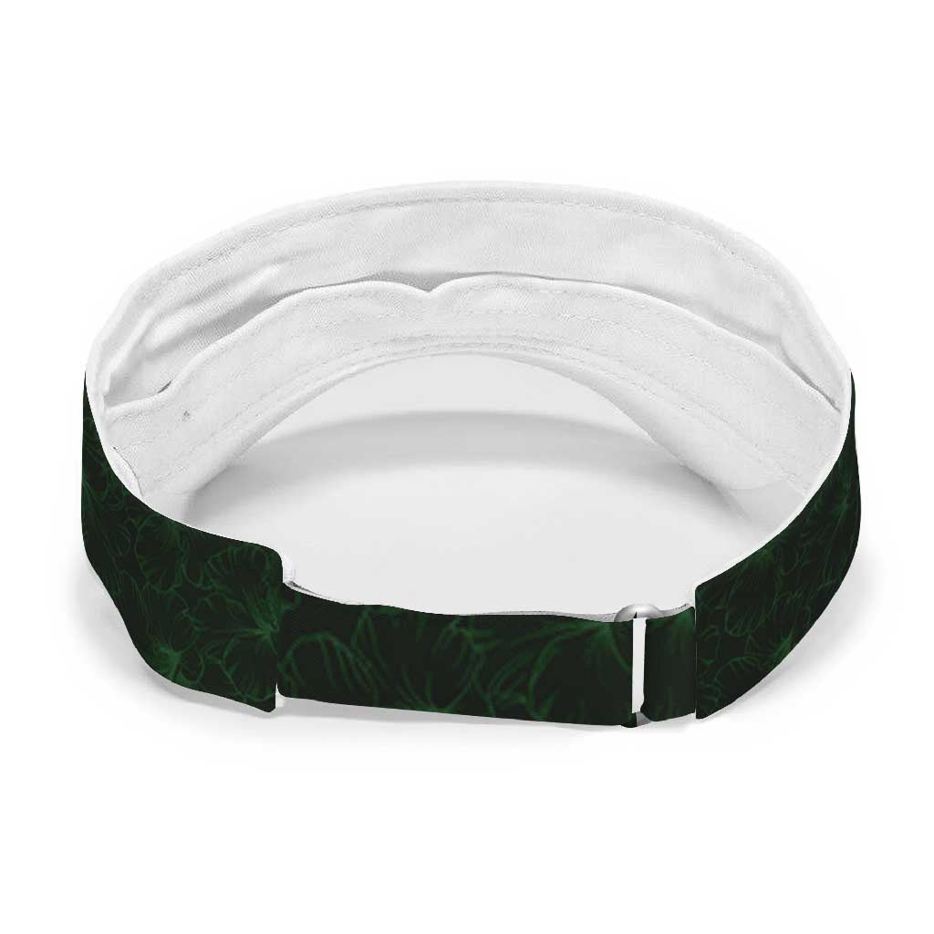 Green Polynesia Sun Visor Cap Plumeria With Hibiscus Pattern Tropical Vibes LT14 - Polynesian Pride