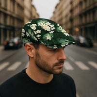 Green Tropical Hawaii Jeff Hat Seamless Monstera Plumeria Hawaiian Pattern - Polynesian Pride