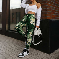 Green Tropical Hawaii Jogger Pants Seamless Monstera Plumeria Hawaiian Pattern - Polynesian Pride
