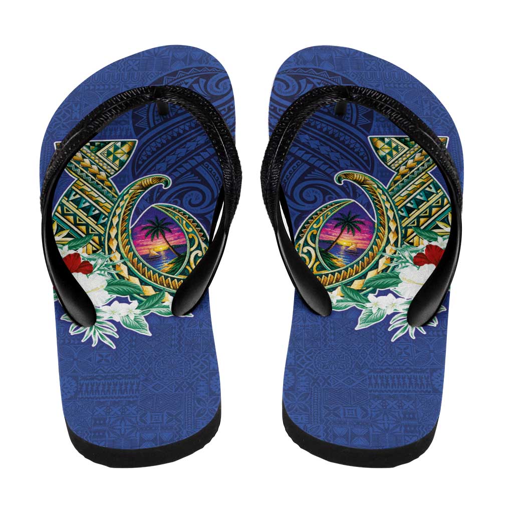 Guam Chamorro Flip Flops Tribal Latte Stone and Seal Artwork Polynesian Patterns LT03 - Polynesian Pride