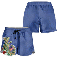 Guam Chamorro Shorts for Women Tribal Latte Stone and Seal Artwork Polynesian Patterns LT03 - Polynesian Pride