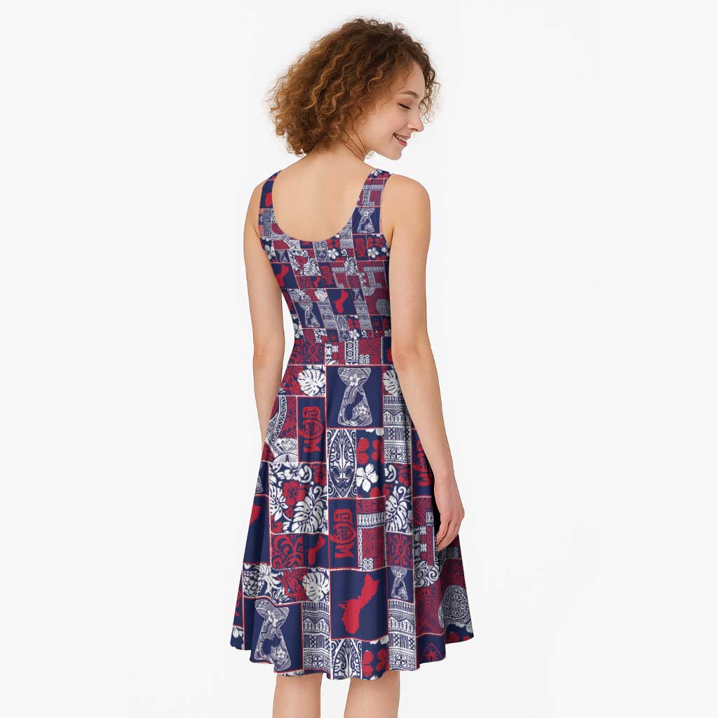 Guam Felis Pasgua Midi Dress Pacific Patchwork Xmas Vibes - Polynesian Pride