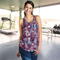 Guam Felis Pasgua Women Racerback Tank Pacific Patchwork Xmas Vibes - Polynesian Pride