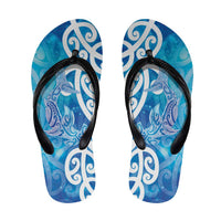 Hammerhead Shark Tattoo New Zealand Flip Flops Maori Galaxy Mangopare Pattern LT14 Turquoise - Polynesian Pride