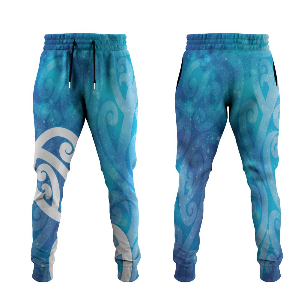 Hammerhead Shark Tattoo New Zealand Jogger Pants Maori Galaxy Mangopare Pattern LT14 Turquoise - Polynesian Pride
