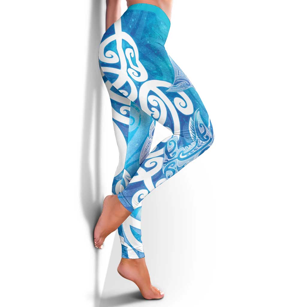 Hammerhead Shark Tattoo New Zealand Leggings Maori Galaxy Mangopare Pattern LT14 - Polynesian Pride