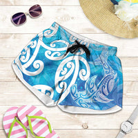 Hammerhead Shark Tattoo New Zealand Shorts for Women Maori Galaxy Mangopare Pattern