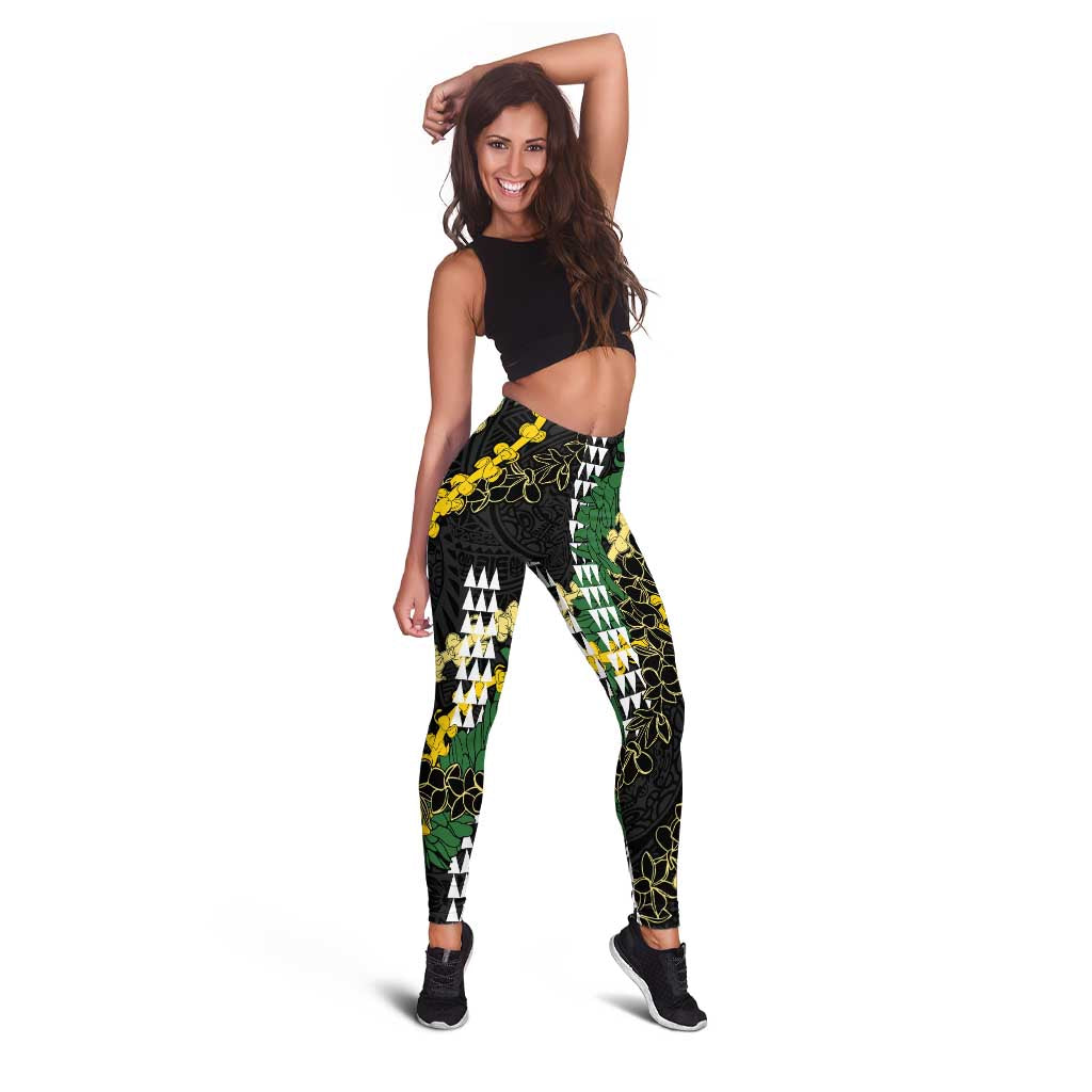 Hawaii Aloha Kakau Leggings Puakenikeni and Maile Lei Twist LT7 - Polynesian Pride