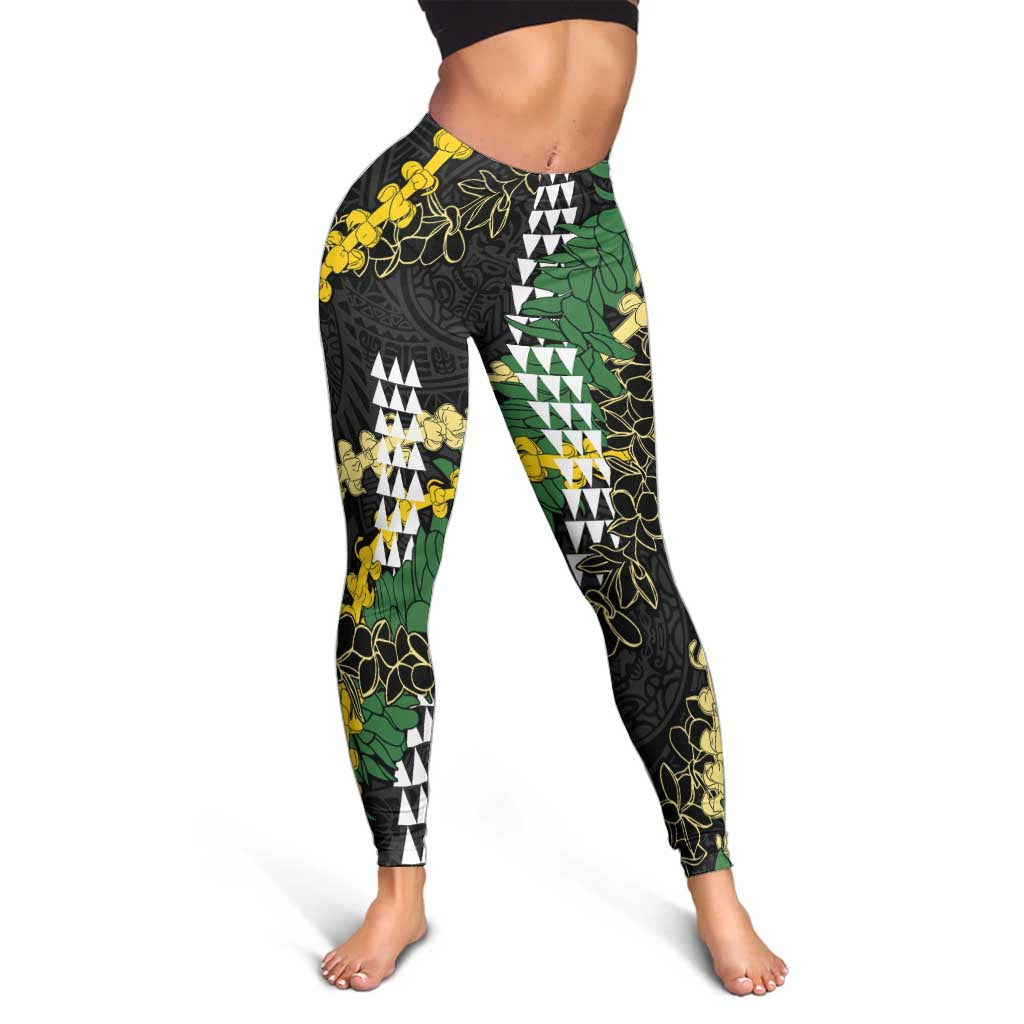Hawaii Aloha Kakau Leggings Puakenikeni and Maile Lei Twist LT7 - Polynesian Pride