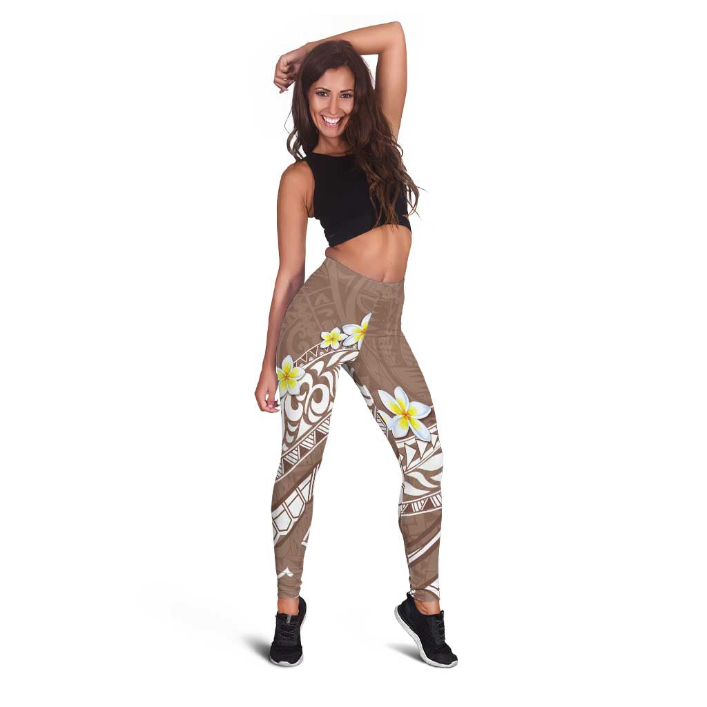 Hawaii Aloha Leggings Plumeria Vintage - Brown