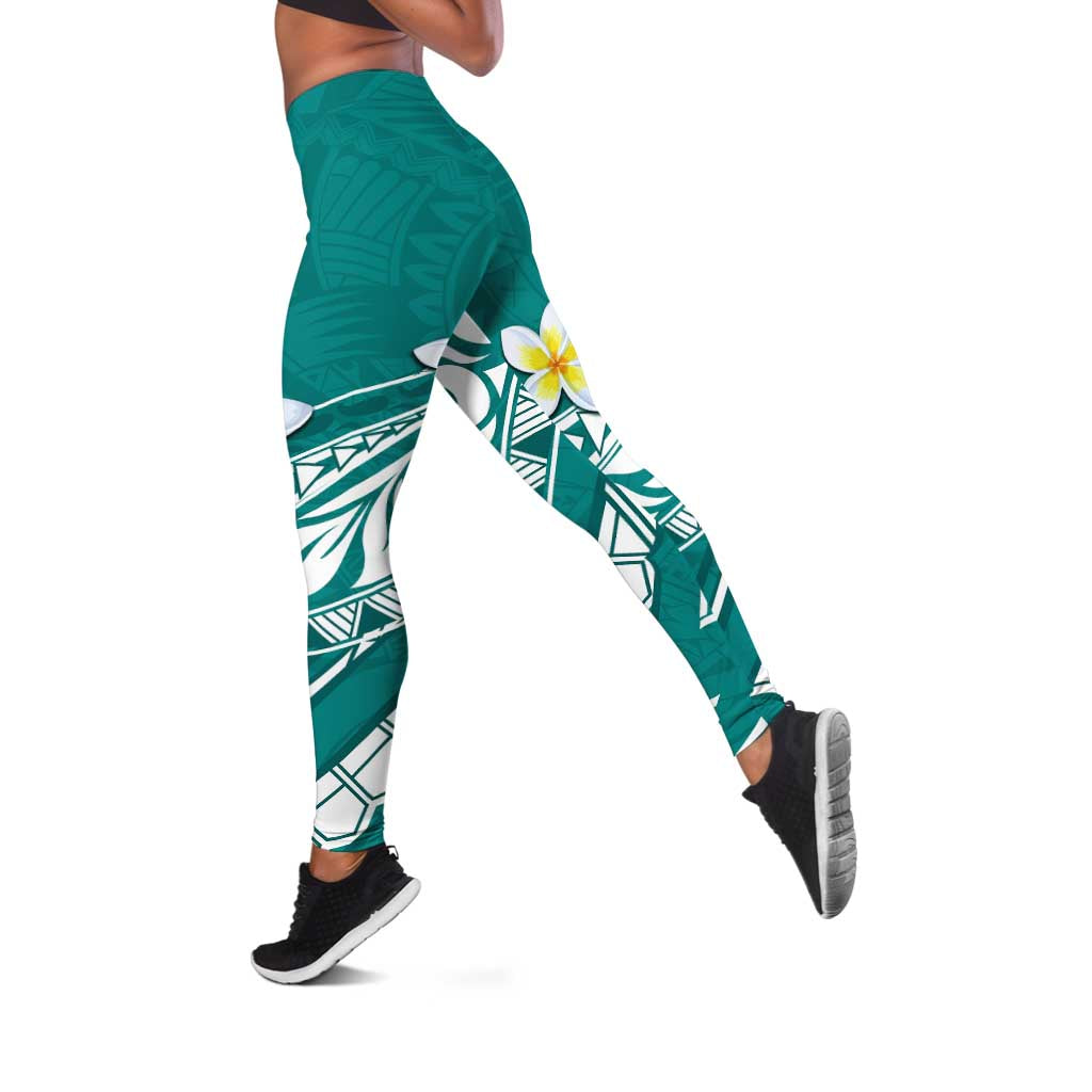 Hawaii Aloha Leggings Plumeria Vintage - Teal