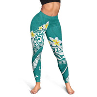 Hawaii Aloha Leggings Plumeria Vintage - Teal