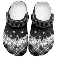 Hawaii Aloha Plumeria Lei Black Palaka Clogs Shoes - Polynesian Pride