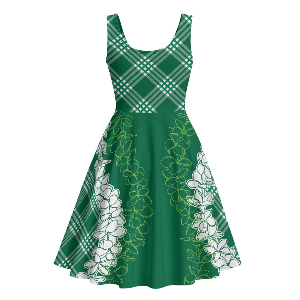 Hawaii Aloha Plumeria Lei Green Palaka Midi Dress - Polynesian Pride