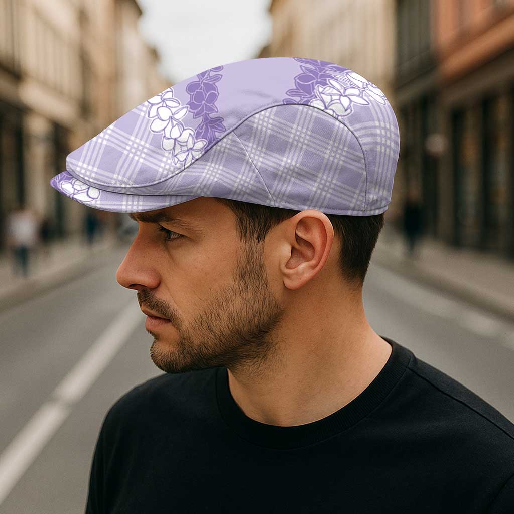 Hawaii Aloha Plumeria Lei Lavender Palaka Jeff Hat - Polynesian Pride