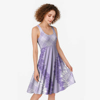 Hawaii Aloha Plumeria Lei Lavender Palaka Midi Dress - Polynesian Pride