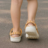 Hawaii Aloha Plumeria Lei Orange Palaka Clogs Shoes - Polynesian Pride