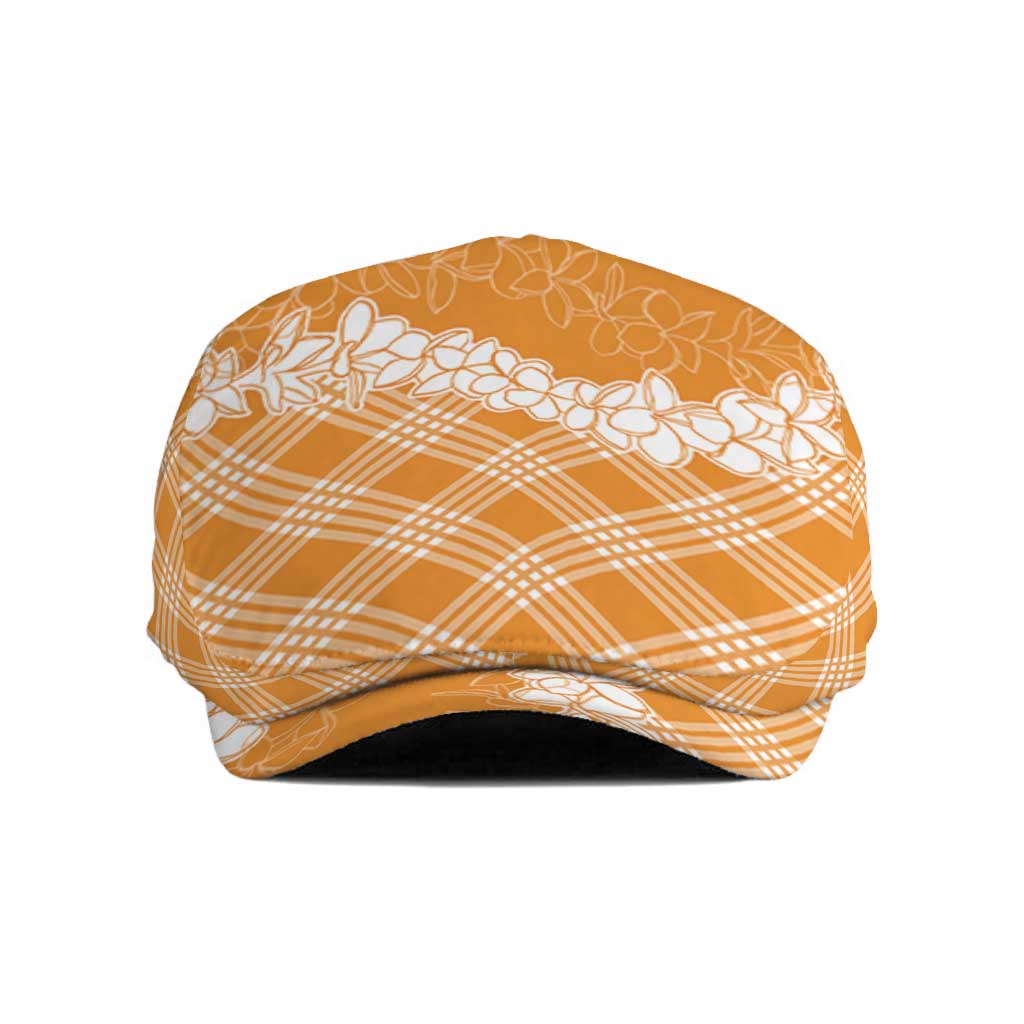 Hawaii Aloha Plumeria Lei Orange Palaka Jeff Hat - Polynesian Pride