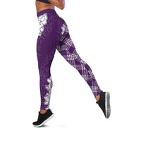 Hawaii Aloha Plumeria Lei Violet Palaka Leggings - Polynesian Pride
