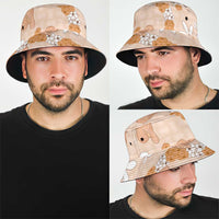 Hawaii Anthurium Tiare Pikake Lei Bucket Hat Alani Lauhala Art Pattern
