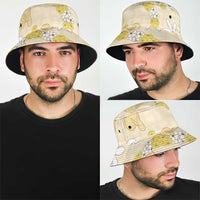 Hawaii Anthurium Tiare Pikake Lei Bucket Hat Melemele Lauhala Art Pattern LT01 - Polynesian Pride