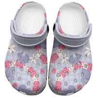 Hawaii Anthurium Tiare Pikake Lei Clogs Shoes Poni Lauhala Art Pattern LT01 Purple - Polynesian Pride